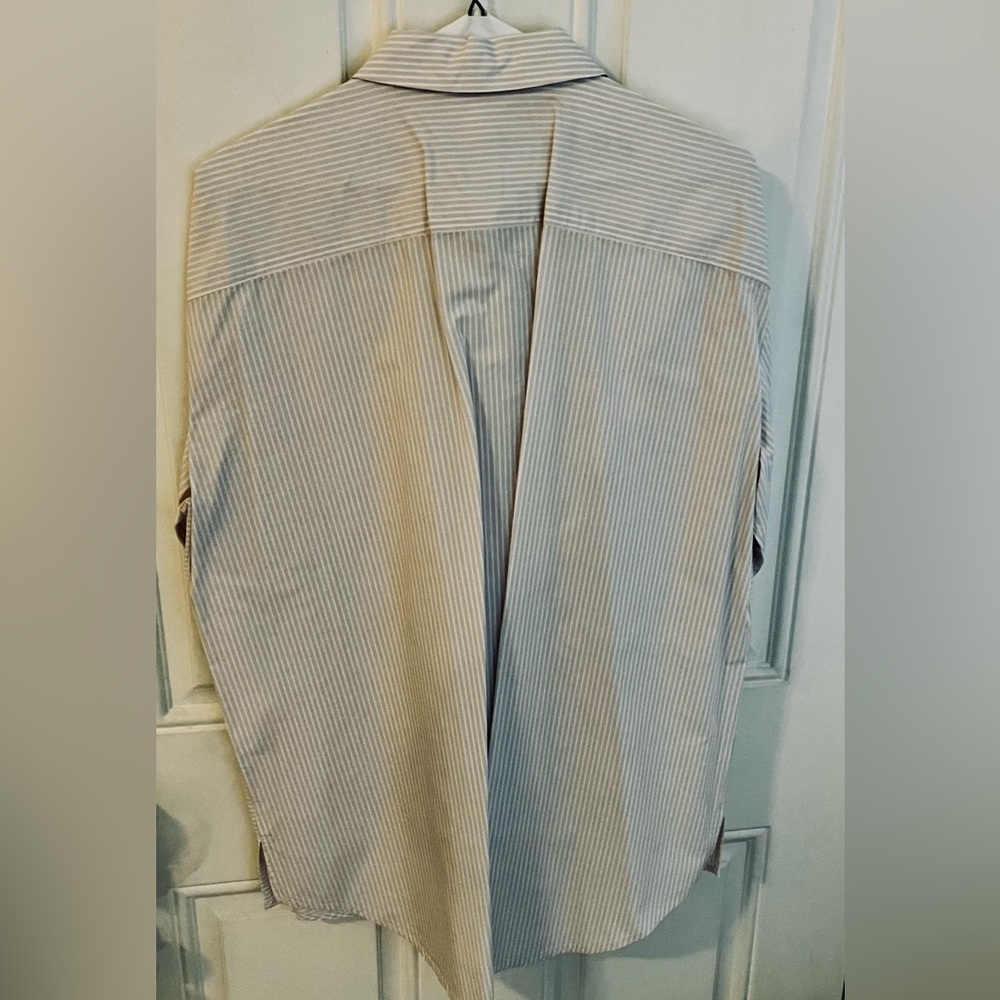 Time and Tru Oversized Button Front Shirt - Cotton Papyrus Stripe LG NWOT - Picture 3 of 10